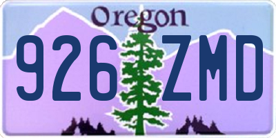 OR license plate 926ZMD
