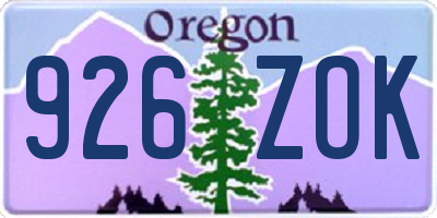 OR license plate 926ZOK