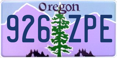 OR license plate 926ZPE