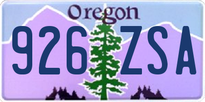 OR license plate 926ZSA
