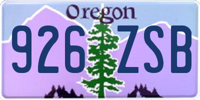 OR license plate 926ZSB