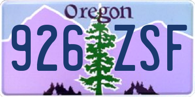 OR license plate 926ZSF
