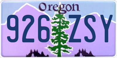 OR license plate 926ZSY