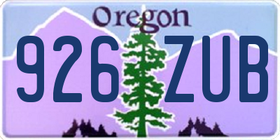 OR license plate 926ZUB