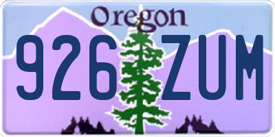 OR license plate 926ZUM