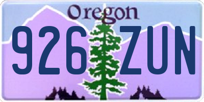 OR license plate 926ZUN