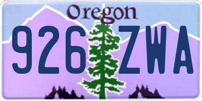 OR license plate 926ZWA
