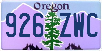 OR license plate 926ZWC