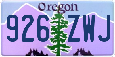 OR license plate 926ZWJ