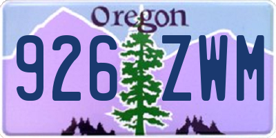 OR license plate 926ZWM