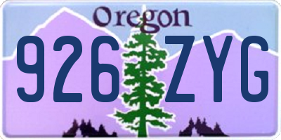 OR license plate 926ZYG
