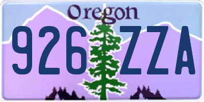 OR license plate 926ZZA