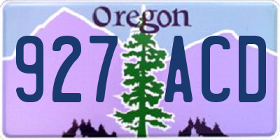 OR license plate 927ACD