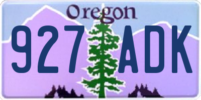 OR license plate 927ADK
