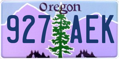 OR license plate 927AEK