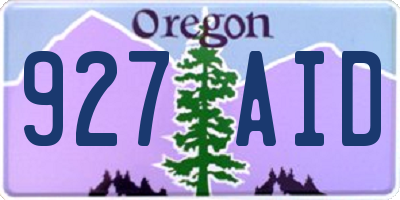 OR license plate 927AID