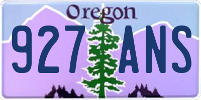 OR license plate 927ANS
