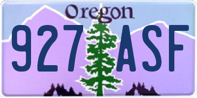 OR license plate 927ASF