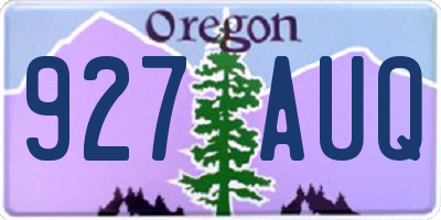 OR license plate 927AUQ