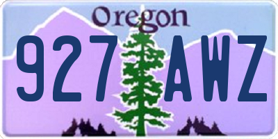 OR license plate 927AWZ