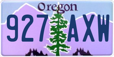 OR license plate 927AXW