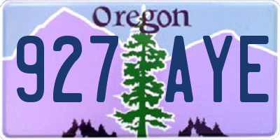 OR license plate 927AYE