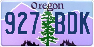 OR license plate 927BDK