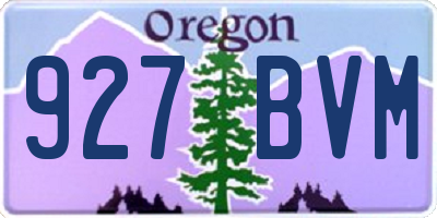 OR license plate 927BVM