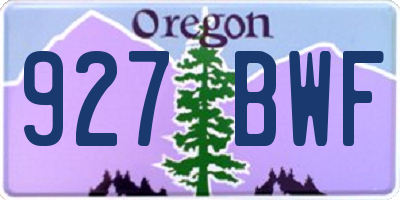 OR license plate 927BWF