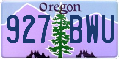 OR license plate 927BWU