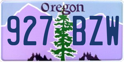 OR license plate 927BZW