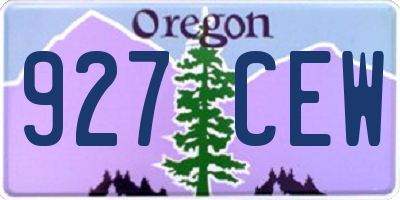 OR license plate 927CEW