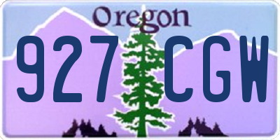 OR license plate 927CGW