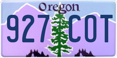 OR license plate 927COT