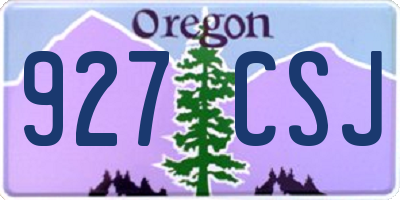 OR license plate 927CSJ