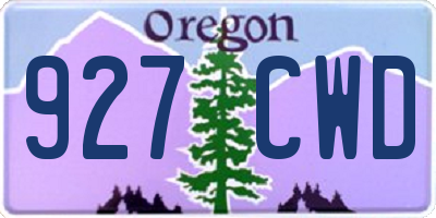 OR license plate 927CWD