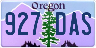 OR license plate 927DAS