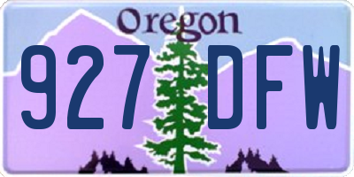OR license plate 927DFW
