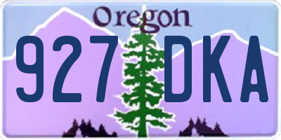 OR license plate 927DKA