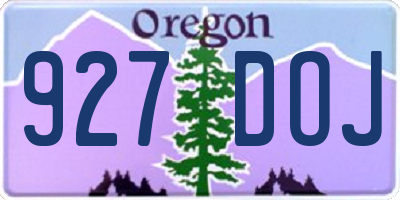OR license plate 927DOJ