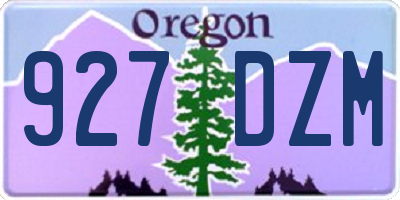 OR license plate 927DZM