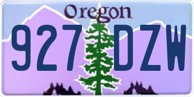 OR license plate 927DZW