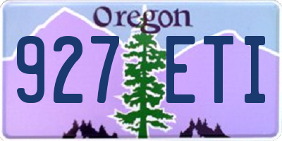 OR license plate 927ETI