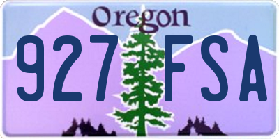 OR license plate 927FSA