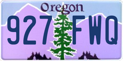 OR license plate 927FWQ