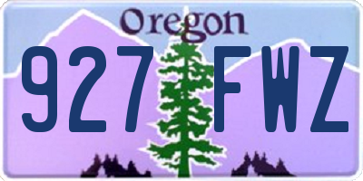 OR license plate 927FWZ
