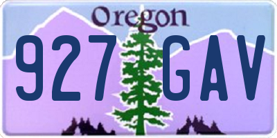 OR license plate 927GAV