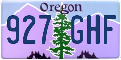 OR license plate 927GHF