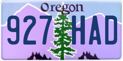 OR license plate 927HAD