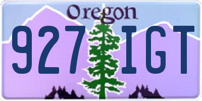 OR license plate 927IGT
